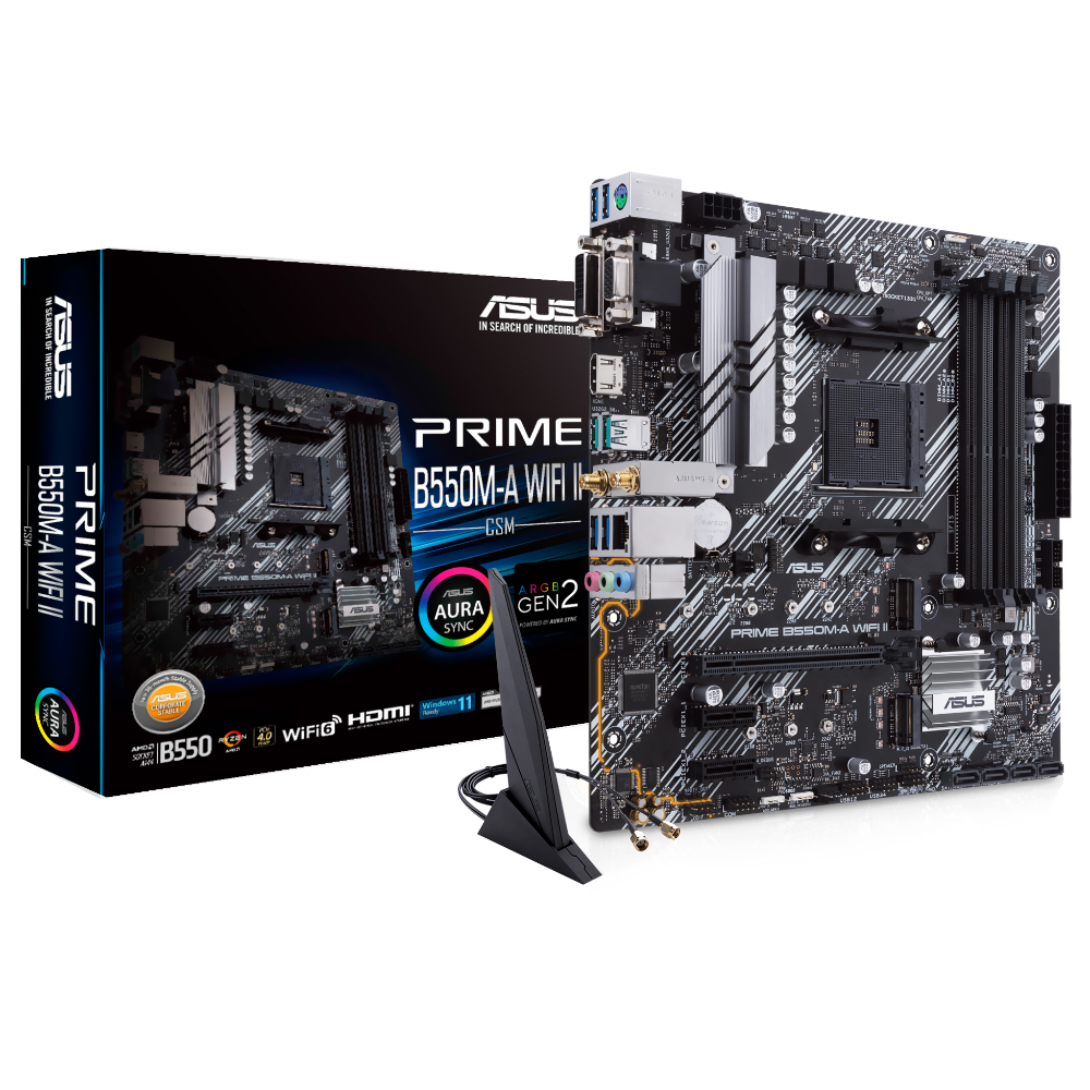 Placa Madre ASUS Prime B550M-A Wi-Fi II Socket AM4 VGA DDR4
