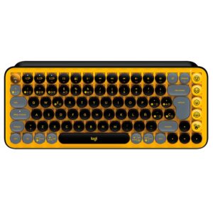 Teclado Mecánico Logitech POP Keys Emoji Wireless Español Brown - Amarillo Negro (920-010713)