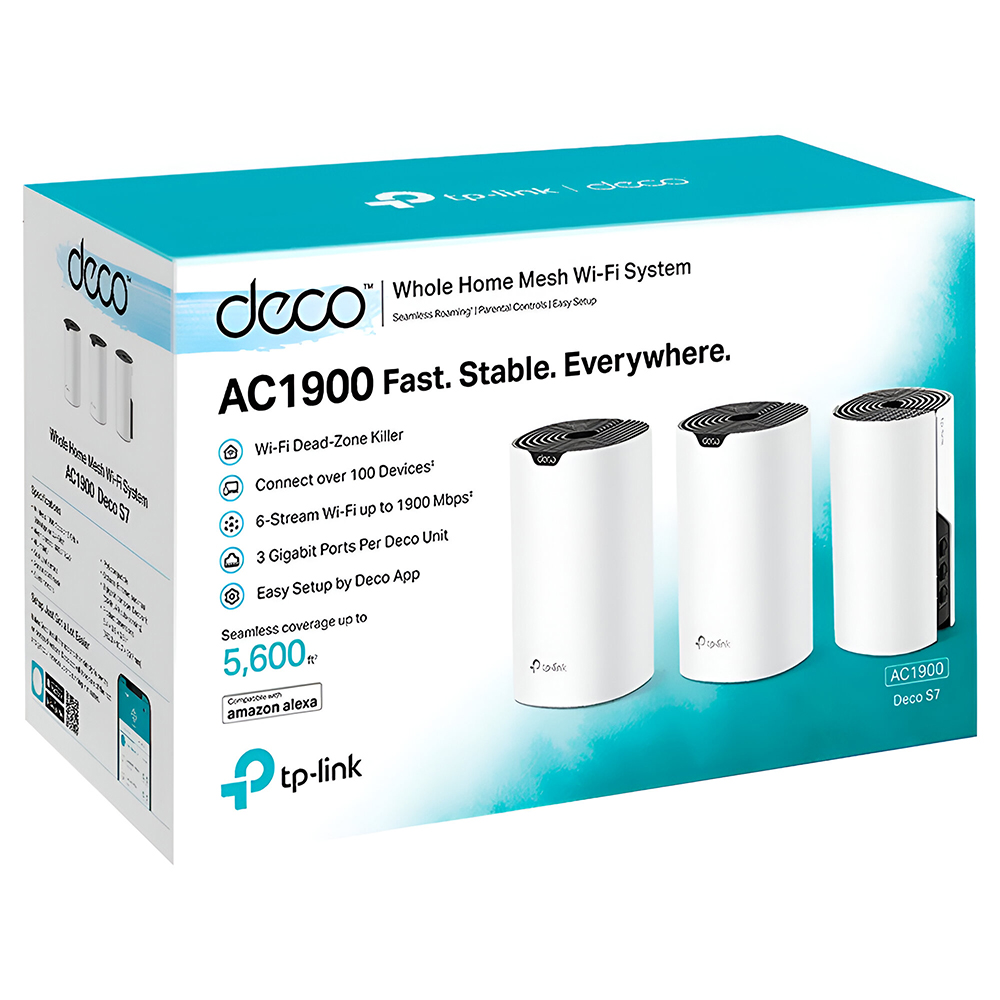 Router Tp-Link Deco S7 Whole Home Mesh Wi-Fi AC1900 Dual Band 2.4GHz 5GHz Blanco (Kit con 3)