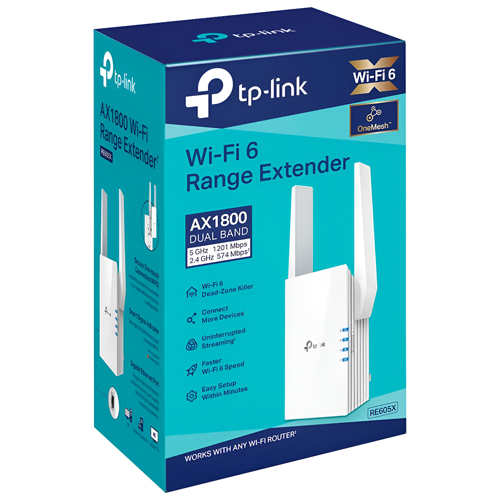 Repetidor de Señal Tp-Link RE605X AX1800 Dual Band 2.4GHz 5GHz Wi-Fi 6 Blanco