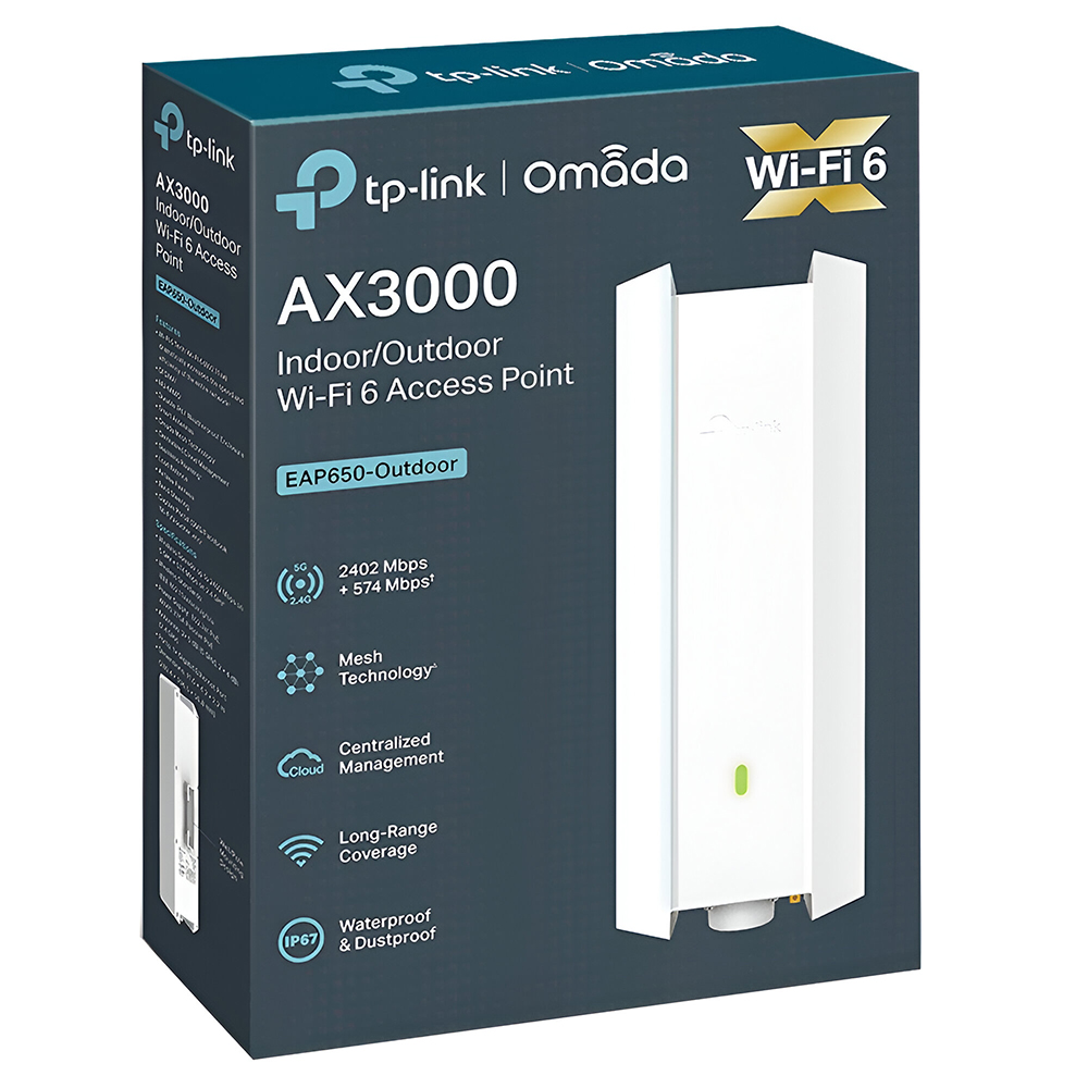 Punto de Acceso Tp-Link Omada EAP650-Oudoor AX3000 Dual Band 2.4GHz 5GHz Wi-Fi 6 MU-MIMO Blanco (Pared)