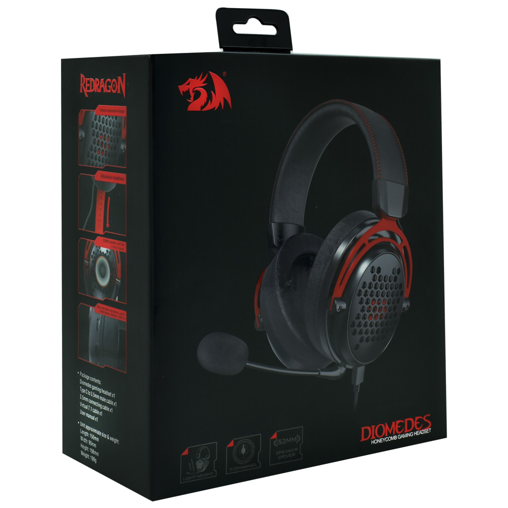Auricular Gamer Redragon H386 Diomedes Con Cable - Negro