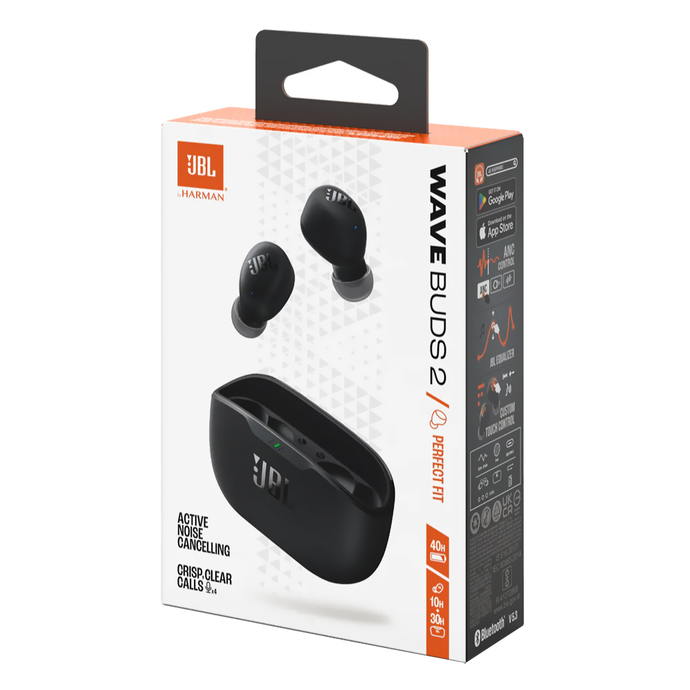 Auricular JBL Wave Buds 2 Perfect Fit TWS Bluetooth - Negro