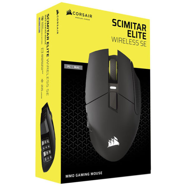 Mouse Gamer Corsair Scimitar Elite SE MMO Wireless Negro Amarillo (CH-9314415-WW)