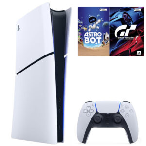 Consola Sony PlayStation 5 Slim CFI-2015 B01X 1TB Digital Edition Bivolt Blanco + Juego Astro Bot e Gran Turismo 7 (Americano)