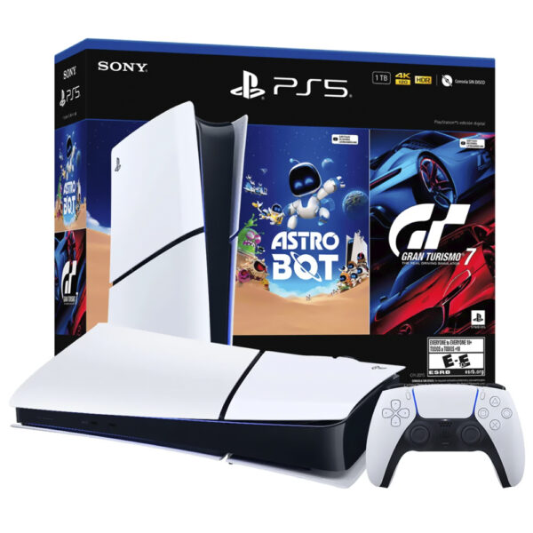 Consola Sony PlayStation 5 Slim CFI-2015 B01X 1TB Digital Edition Bivolt Blanco + Juego Astro Bot e Gran Turismo 7 (Americano)