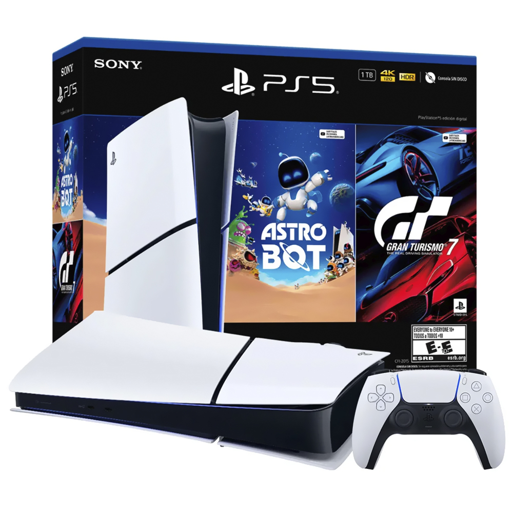 Consola Sony PlayStation 5 Slim CFI-2015 B01X 1TB Digital Edition Bivolt Blanco + Juego Astro Bot e Gran Turismo 7 (Americano)