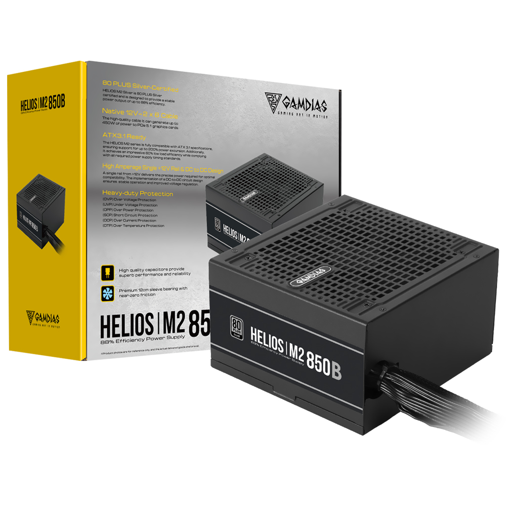Fuente de Alimentación Gamdias Helios M2-850B 850W ATX 3.1 No Modular 80 Plus Silver