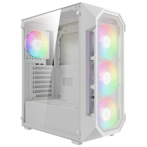 Gabinete Gamer Gamdias Aura GC1 Elite WH Mid Tower 4 Cooler ARGB Blanco