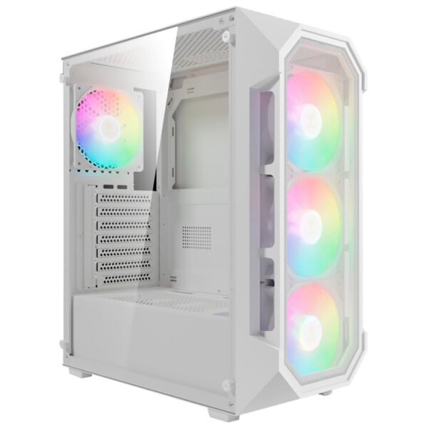 Gabinete Gamer Gamdias Aura GC1 Elite WH Mid Tower 4 Cooler ARGB Blanco