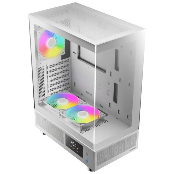Gabinete Gamer Gamdias Atlas E1 WH Mid Tower 3 Cooler ARGB Blanco