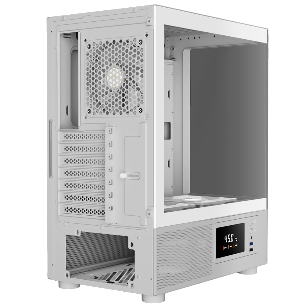 Gabinete Gamer Gamdias Atlas E2 CG WH Mid Tower 3 Cooler ARGB Blanco