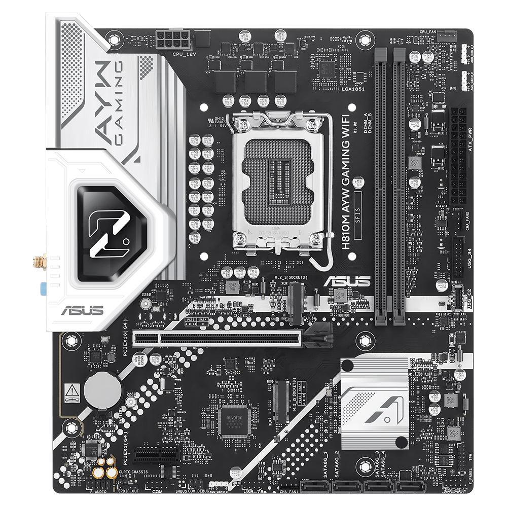 Placa Madre S1851 ASUS H810M-AYW GAMING WIFI M.2 DDR5 DP HDMI WIFI6 BT USB3.2 GLAN SOM 90Placa Madre1KL0-M0EAY0