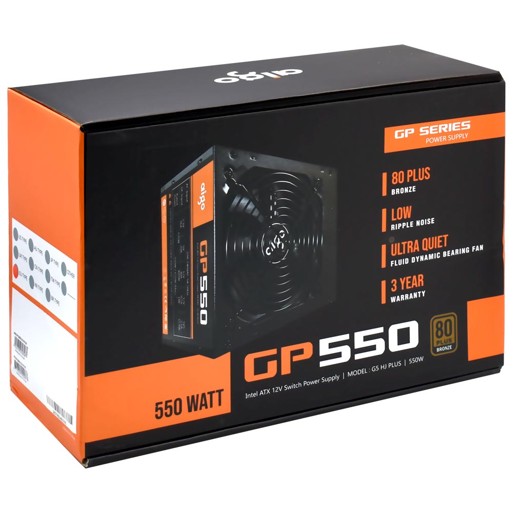 Fuente de Alimentación Aigo GP550 550W ATX No Modular 80 Plus Bronze