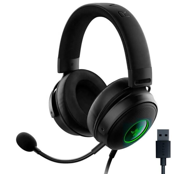 Auricular Gamer Razer Kraken V3 Hypersense RGB Con Cable Negro) ((RZ04-03770100-R3U1)