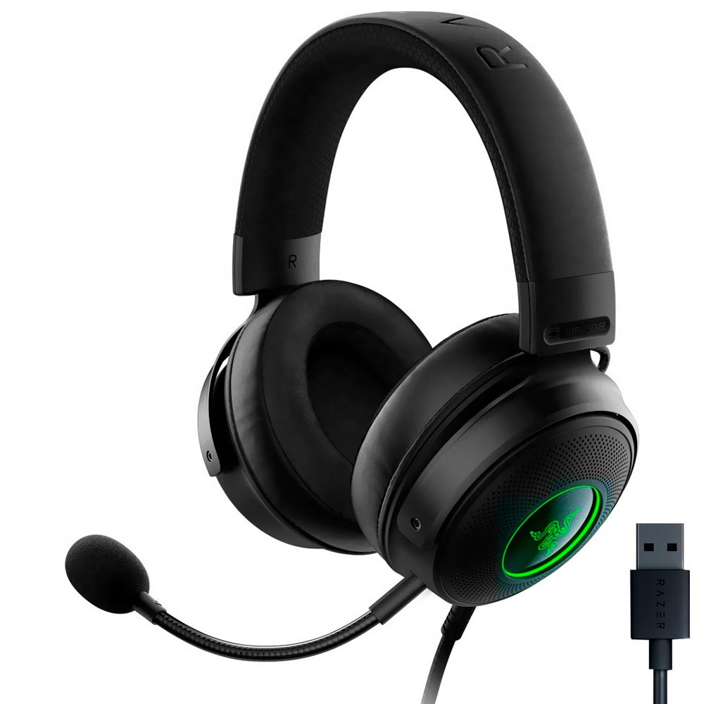 Auricular Gamer Razer Kraken V3 Hypersense RGB Con Cable - Negro) ((RZ04-03770100-R3U1)