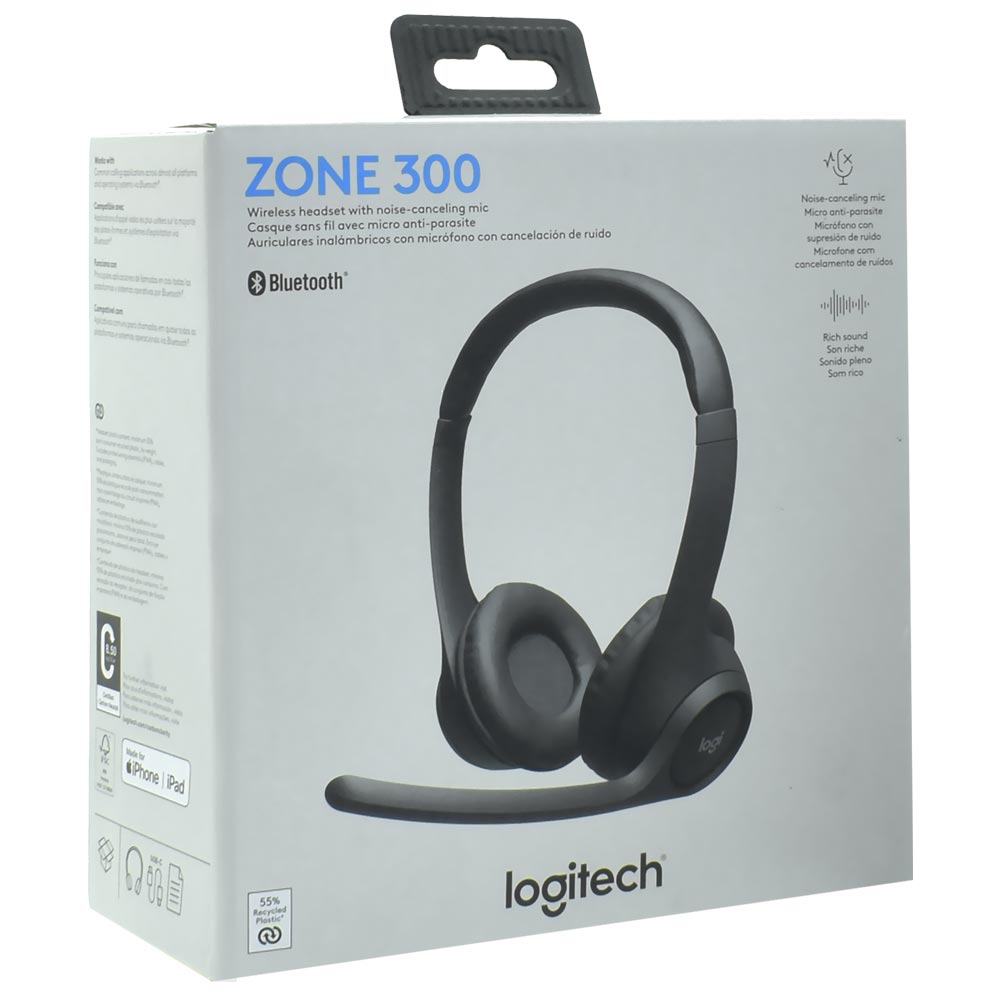 Auricular Logitech Zone 300 Bluetooth - Negro (981-001406)