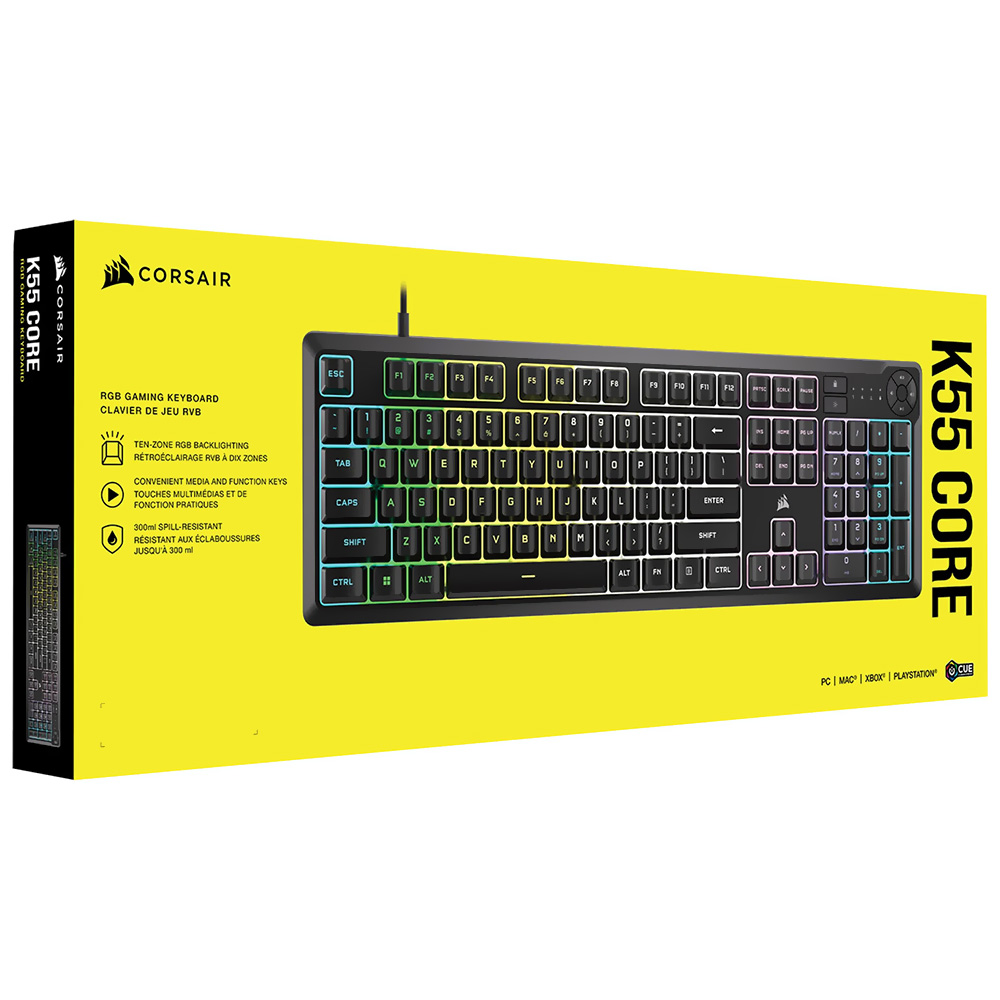 Teclado Gamer Corsair K55 Core USB RGB Inglés Negro (CH-9226C65-NA)