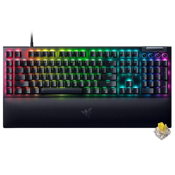 Teclado Gamer Mecánico RAZER Blackwidow V4 USB RGB Yellow Inglés-Negro (RZ03-04691900-R3U1)