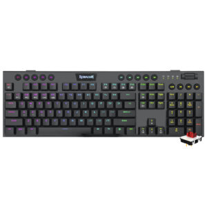 Teclado Gamer Mecánico Redragon K618RGB-PRO Horus Wireless RGB RED Inglés Negro