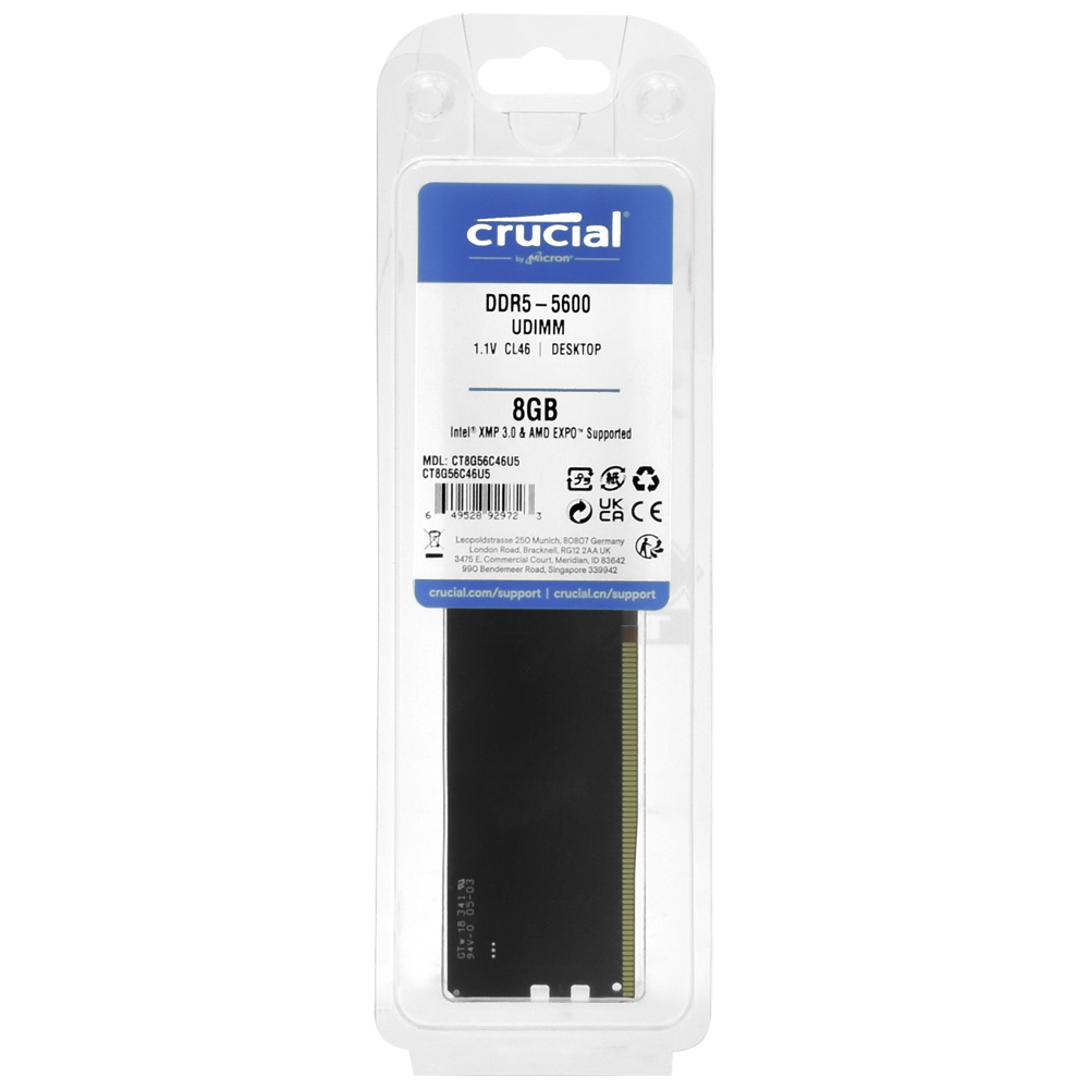 Memoria RAM Crucial DDR5 8GB 5600MHz CT8G56C46U5