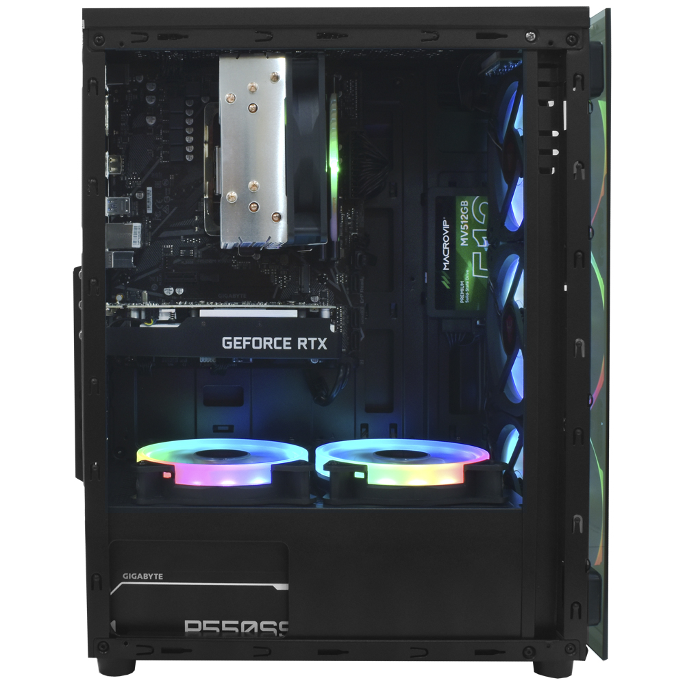 PC Montado Gamer AMD Ryzen 5 4500 de 4.1GHz 16GB de RAM 512GB SSD GeForce RTX3050 6GB Negro