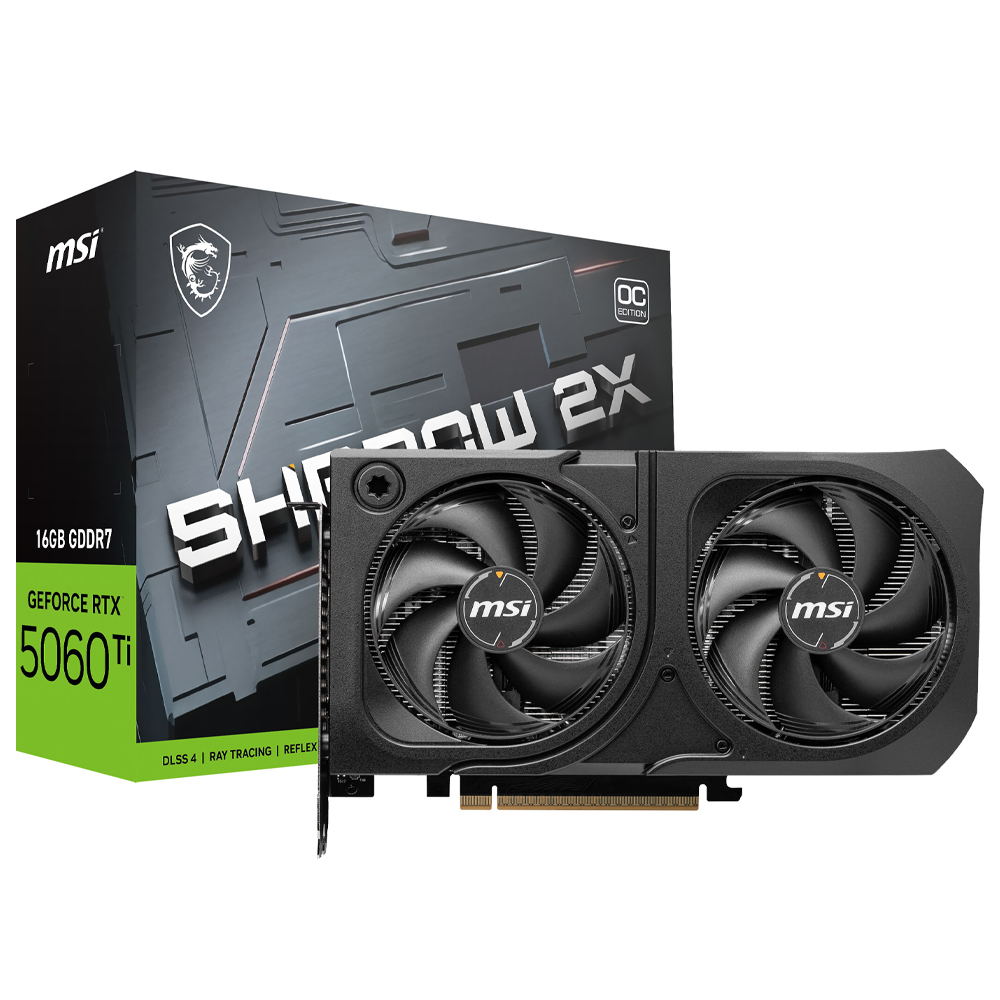 Tarjeta de Video MSI Shadow 2X OC Plus 16GB GeForce RTX5060TI GDDR7 - 912-V535-029