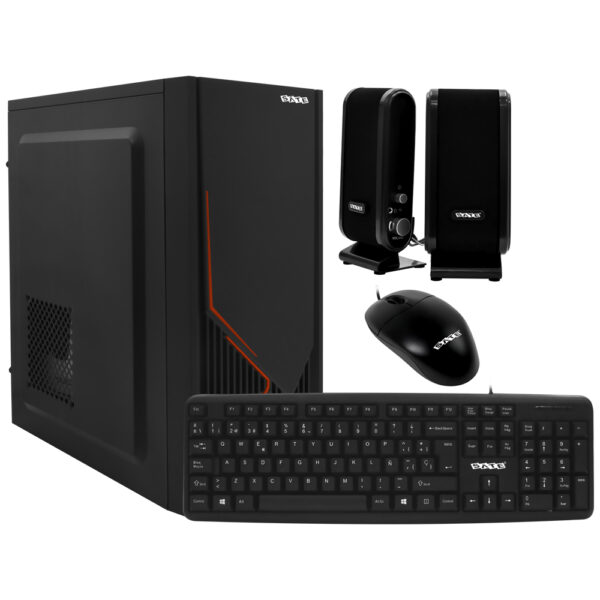 Gabinete Combo Kit Satellite K707 Fuente 200W Mouse Altavoz Parlante Teclado Español Negro