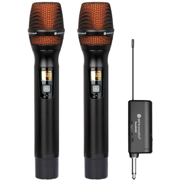 MICROFONE WIRELESS PURE ACOUSTICS VOCALAI 202 UHF PRETO 2PACK