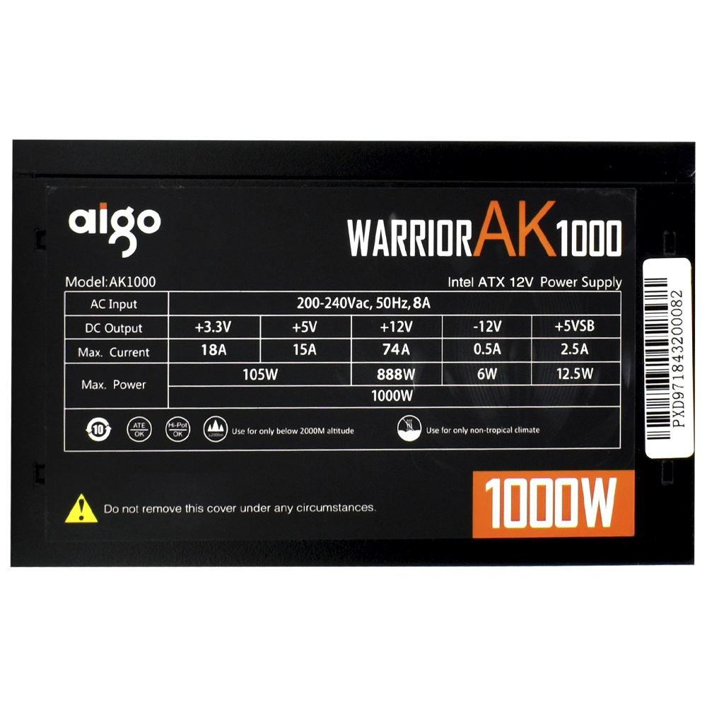 Fuente de Alimentación Aigo Warrior AK1000 1000W ATX No Modular