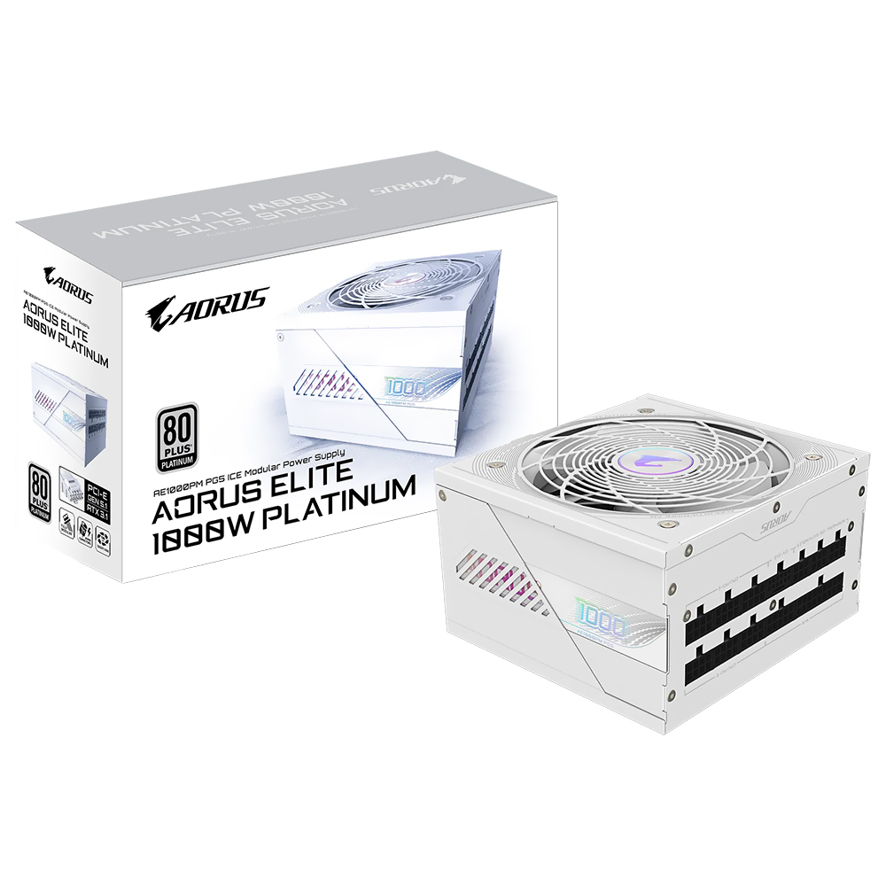 Fuente de Alimentación Gigabyte AORUS Elite GP-AE1000PM PG5 Ice 1000W ATX 3.1 Modular 80 Plus Platinum Bivolt