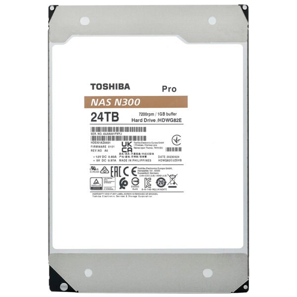 HDD Toshiba 24 TB N300 Pro NAS 3.5" SATA 3 7200RPM-HDWG82EXZSTB