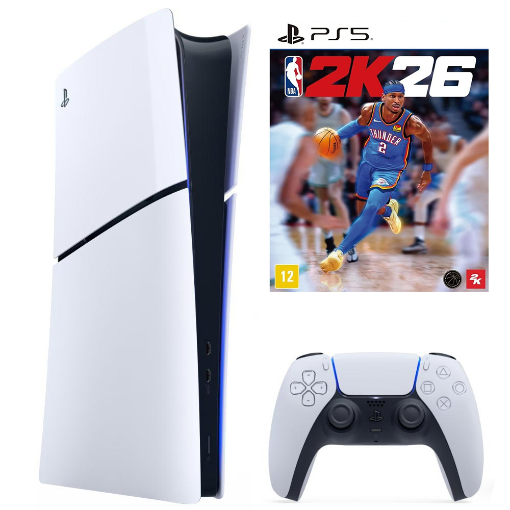 Consola Sony PlayStation 5 Slim CFI-2015 B01X 1TB Digital Edition Bivolt Blanco + Juego NBA 2K26 (Americano)