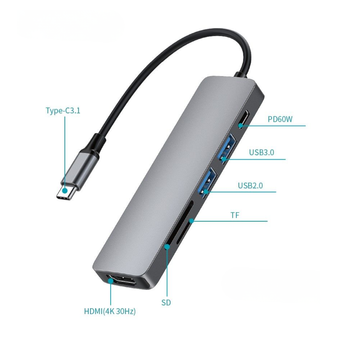 Adaptador Sate A-HUBC55 6 en 1