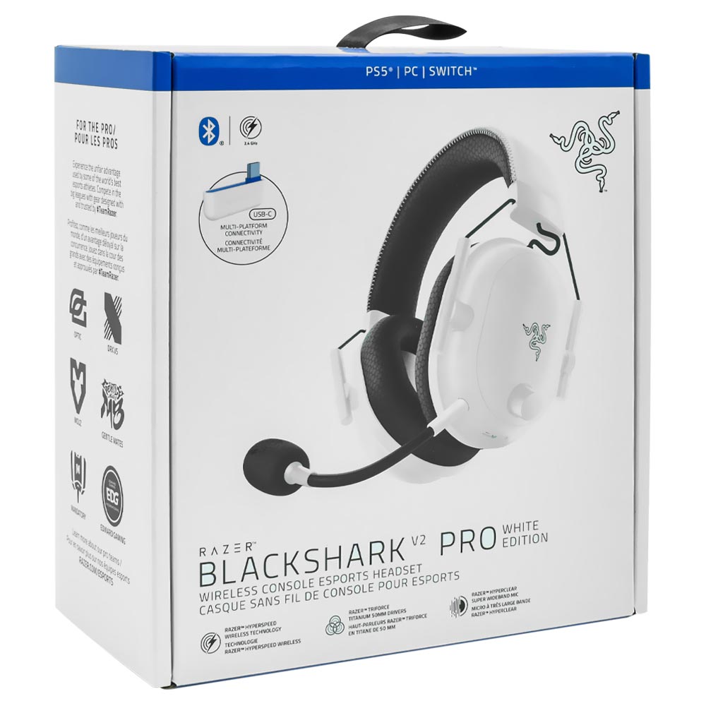 Auricular Gamer Razer Blackshark V2 Pro White Edition Esport PS5 Wireless - Blanco (RZ04-04530600-R3UA)