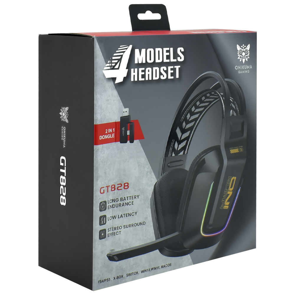 Auricular Gamer Onikuma GT828 RGB Wireless - Negro
