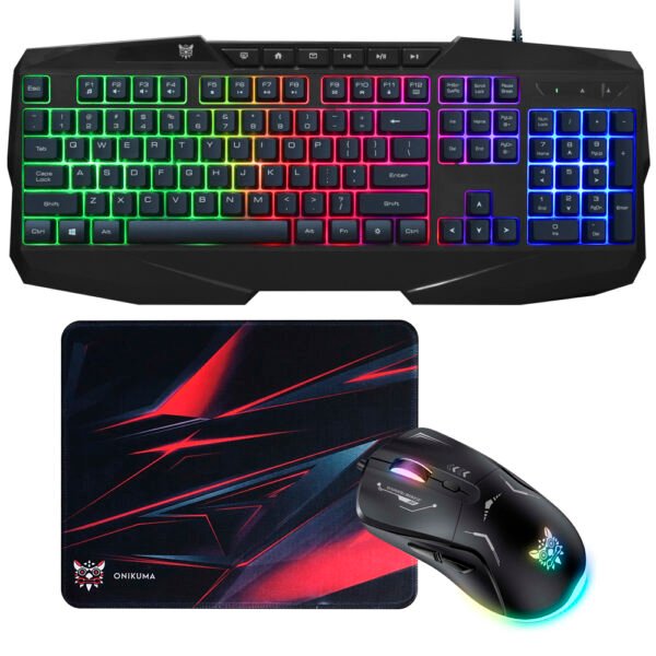 Kit Gamer Onikuma TZ3006 Teclado + Mouse + Mousepad Inglés Negro