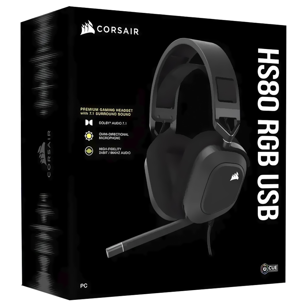 Auricular Gamer Corsair HS80 RGB Con cable - Negro (CA-9011237-EU)