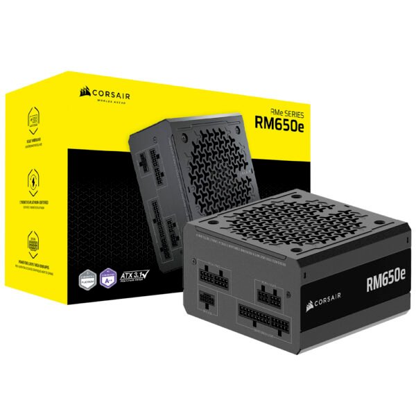 Fuente de Alimentación Corsair RM650E 650W ATX 3.1 Modular Cybenetics Platinum Bivolt - CP-9020302-NA