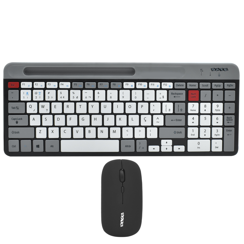 Teclado + Mouse Satellite AK-621G BT Wireless Portugués Gris Negro