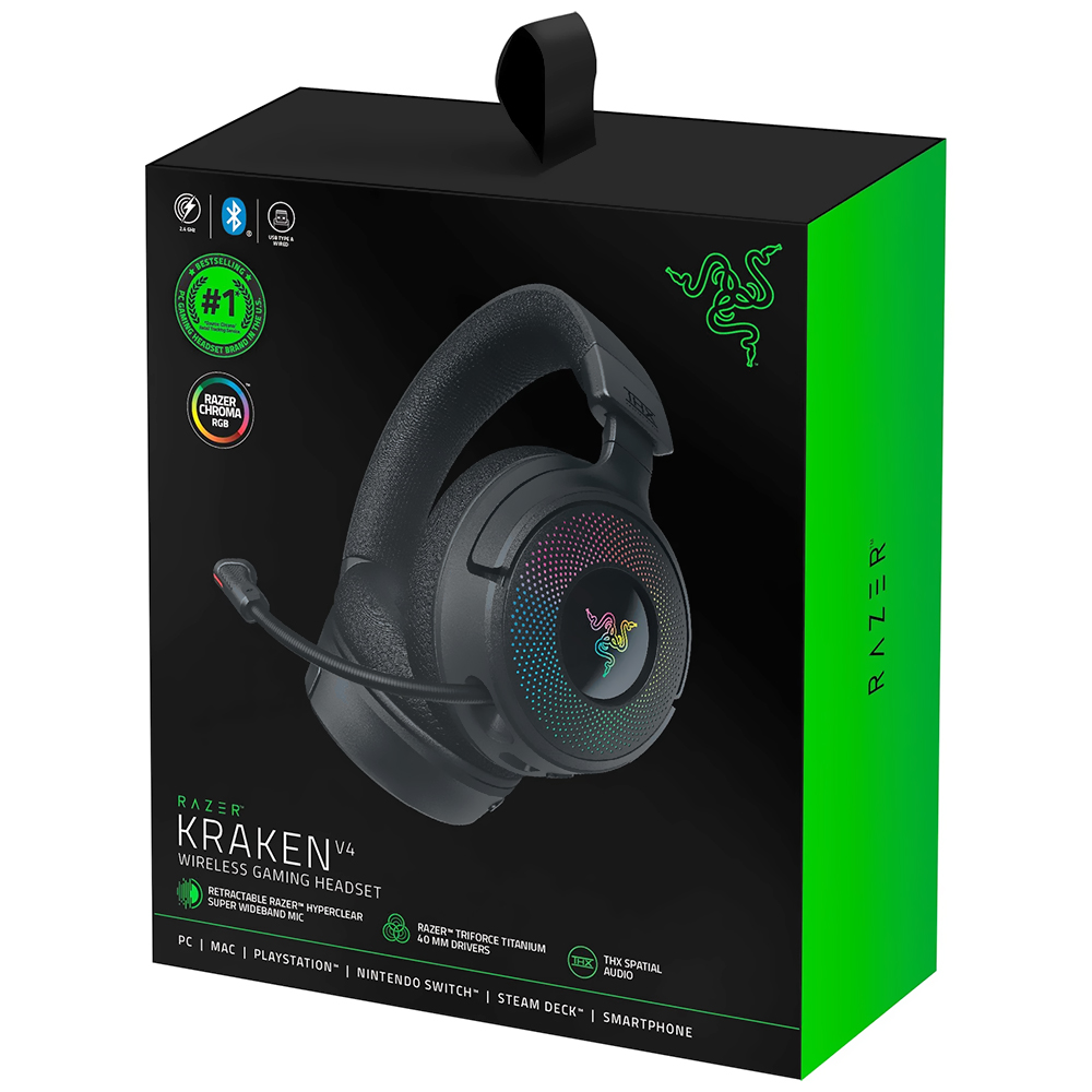 Auricular Gamer Razer Kraken V4 RGB Wireless - Negro (RZ04-05170100-R3U1)