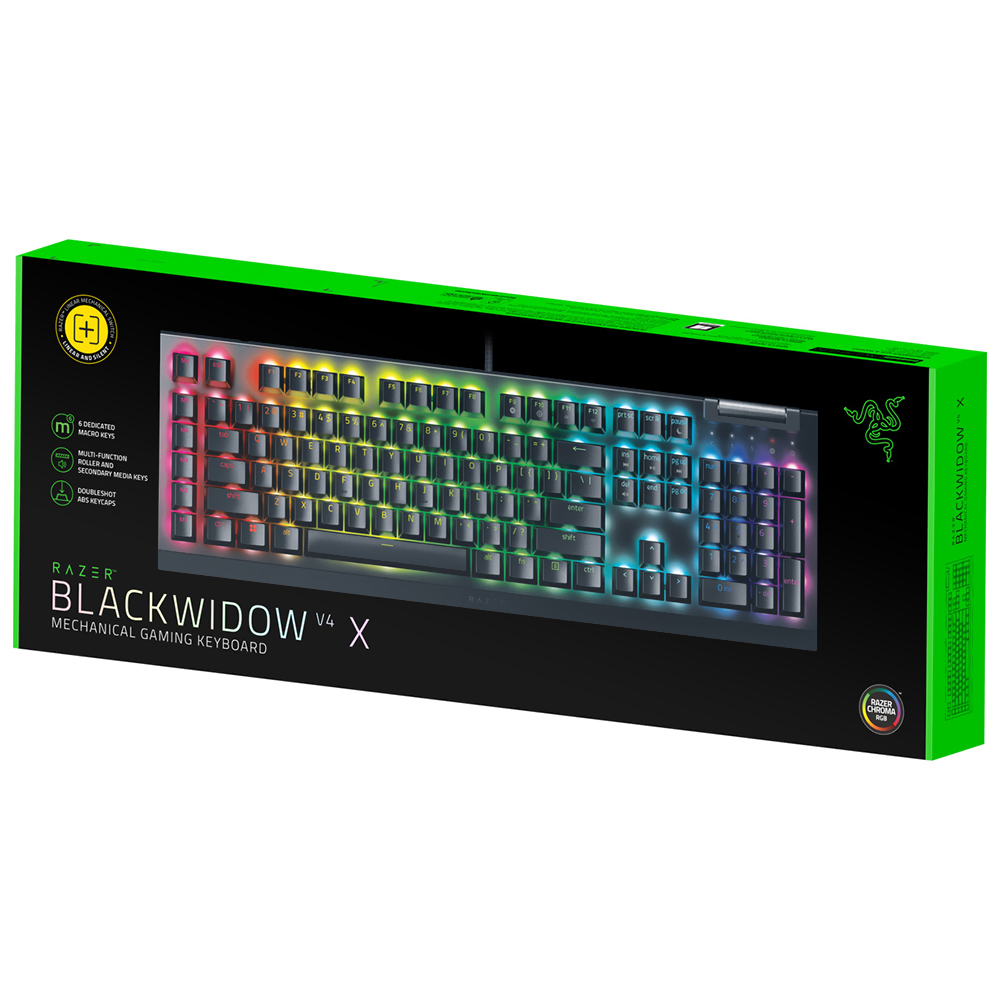 TECLADO GAMER USB RAZER BLACKWIDOW V4 X MECHANICAL YELLOW RGB ESPANHOL PRETO RZ03-04702800-R311