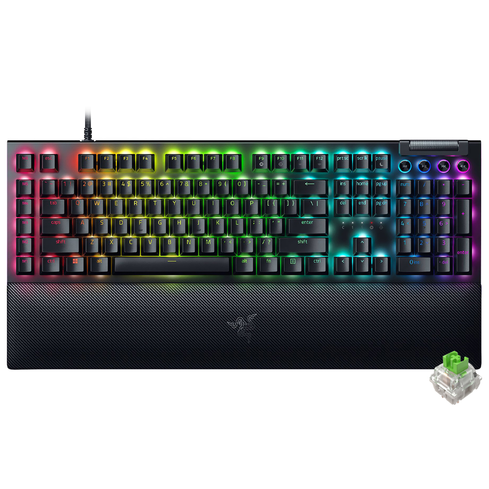 TECLADO GAMER USB RAZER BLACKWIDOW V4 MECHANICAL GREN RGB INGLES PRETO RZ03-04690200-R3U1