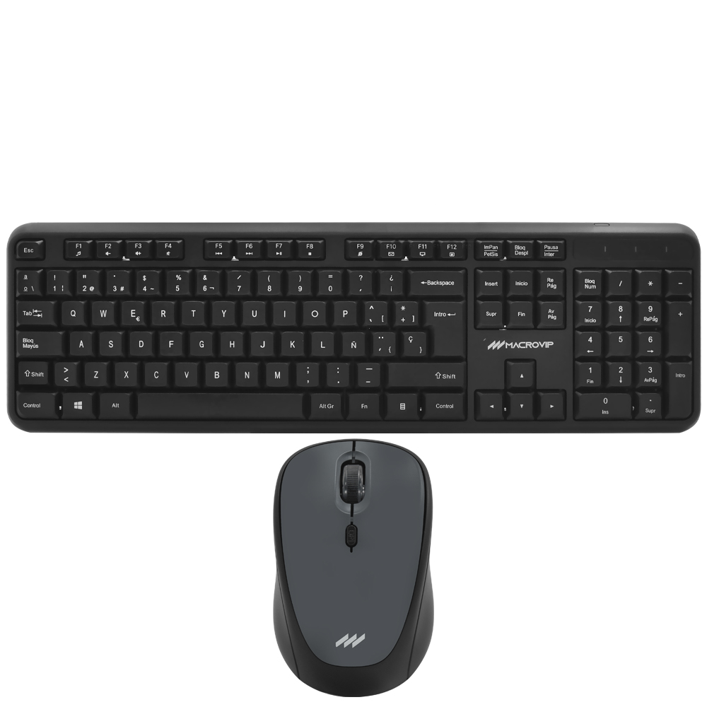 Teclado + Mouse Macrovip MV-MK300WB-SP Wireless Español Negro