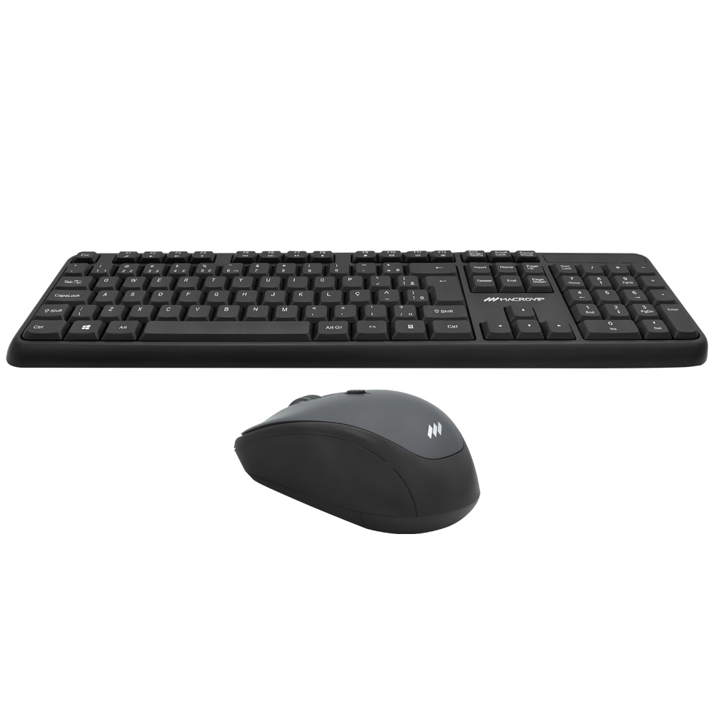 Teclado + Mouse Macrovip MV-MK300WB-BR Wireless Portugués Negro