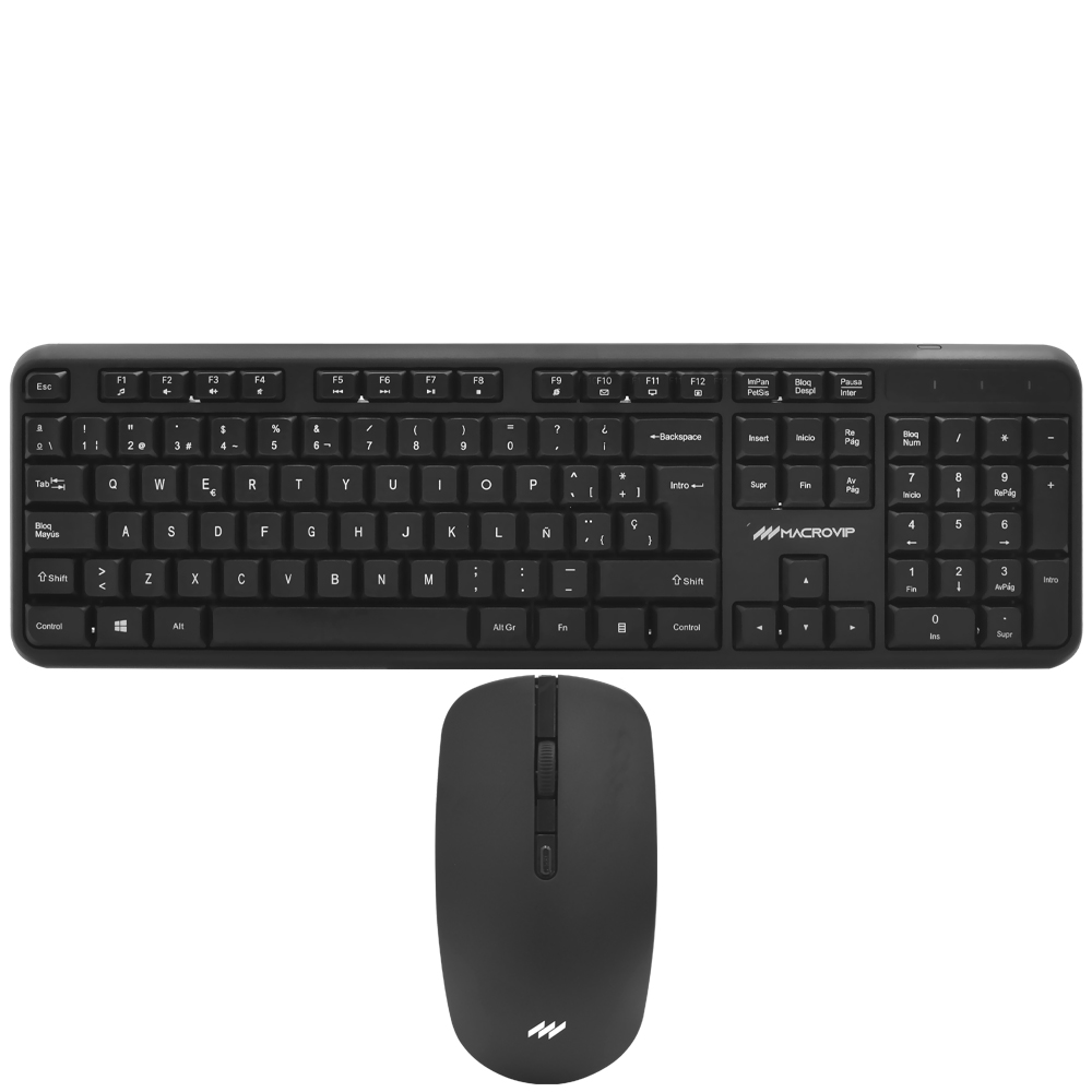 Teclado + Mouse Macrovip MV-MK200WB-SP Wireless Español Negro