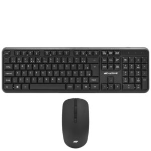 Teclado + Mouse Macrovip MV-MK200WB-BR Wireless Portugués Negro