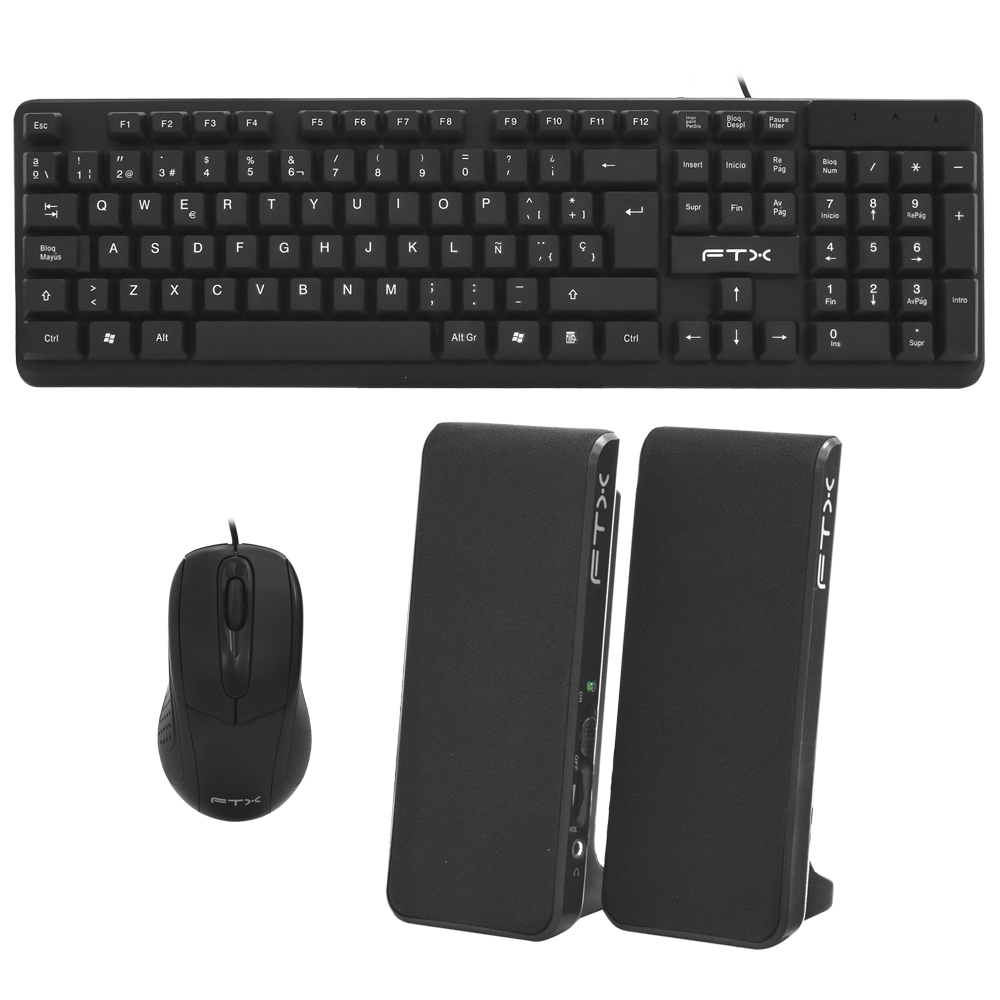 Gabinete Gamer FTX FTX255 500VA Mouse Teclado Español Speaker Negro