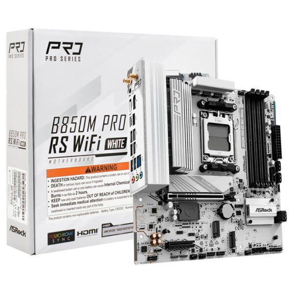 Placa Madre ASROCK B850M Pro Rs WI-FI White Socket AM5 DDR5