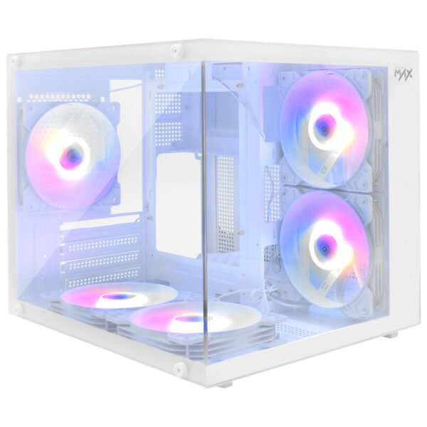 Gabinete Gamer Macrovip Max Aqua Series Mini Tower 5 Cooler RGB Blanco(MV-TCXA325F5W)
